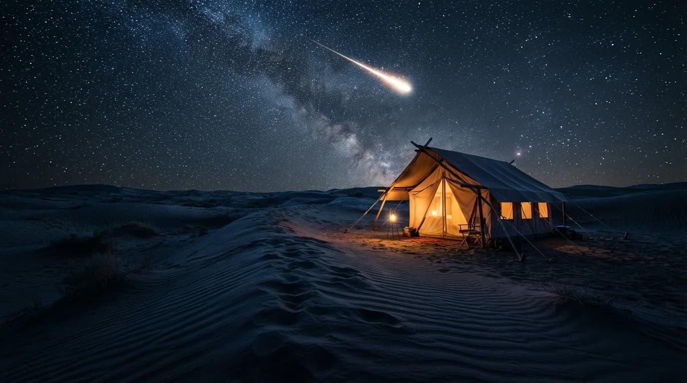 Nano Banana 2 Lite generated image of a glowing canvas tent under a starry desert sky