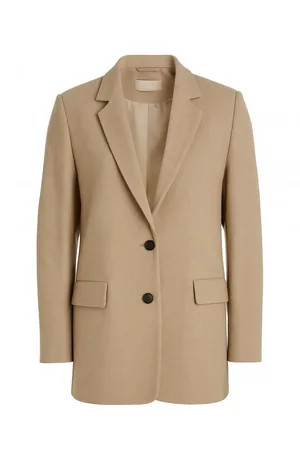 Clothing reference: camel single-breasted blazer