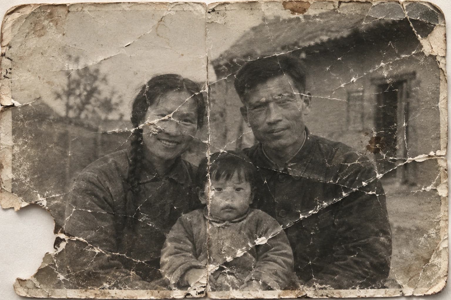 Original family portrait used for the old photo restoration example